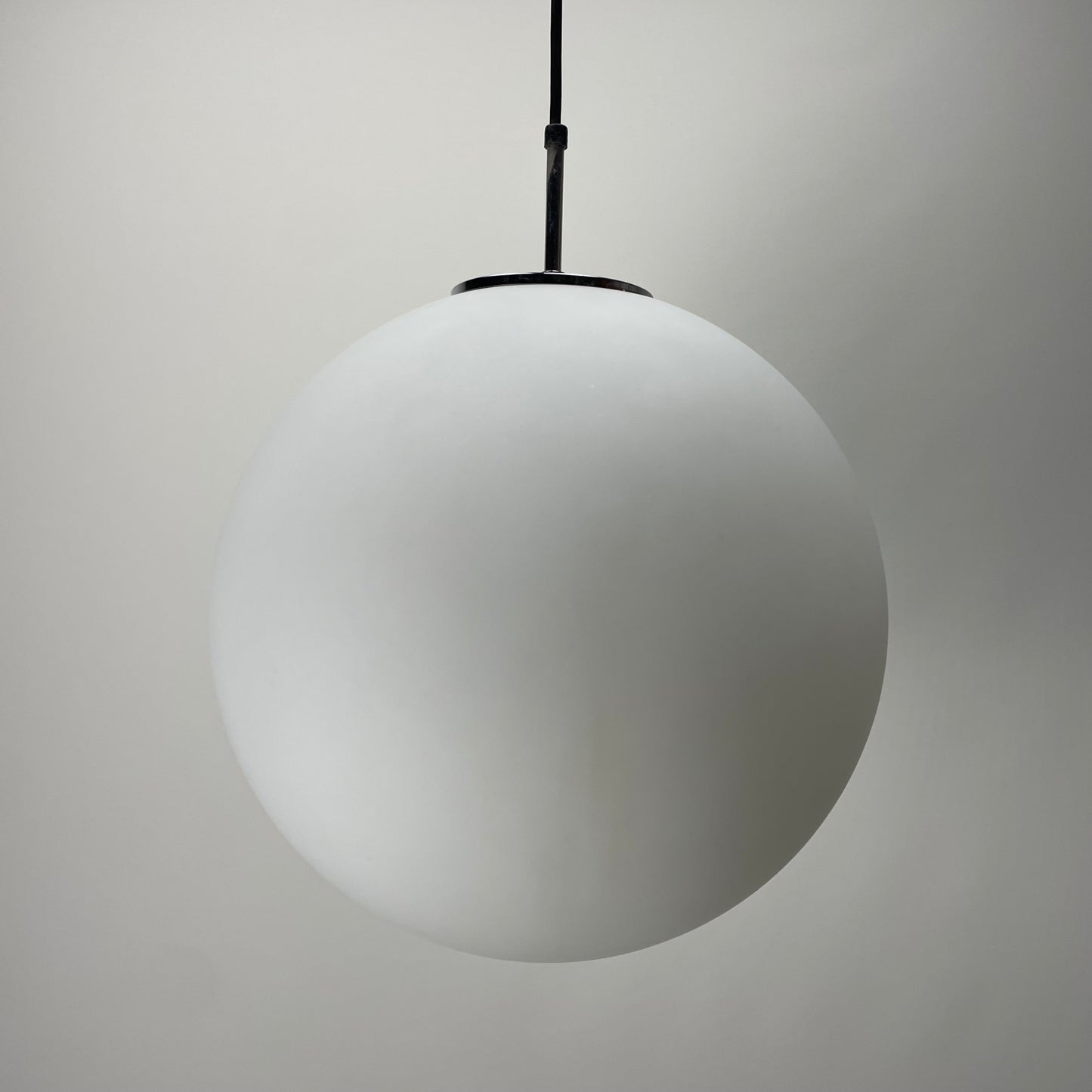 White XL glass globe pendant light by Doria Leuchten 1970