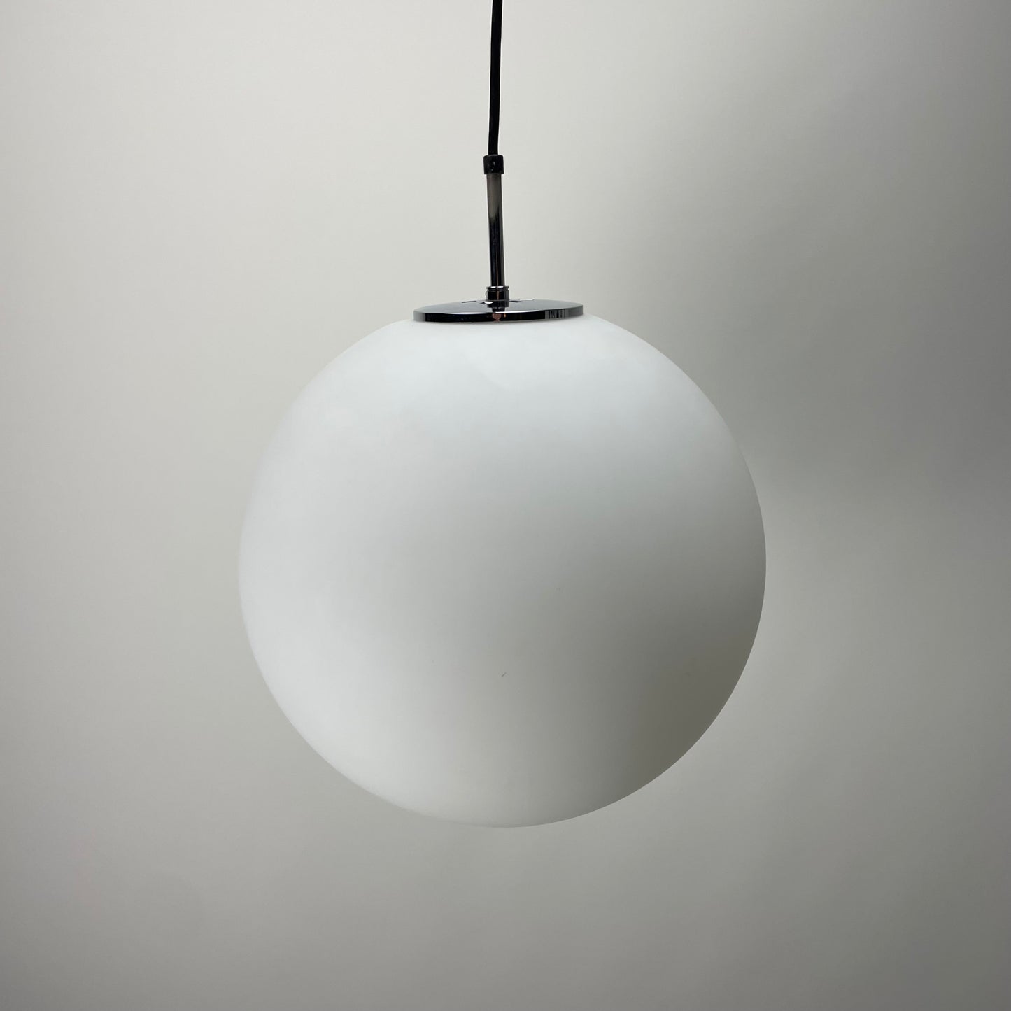 White XL glass globe pendant light by Doria Leuchten 1970