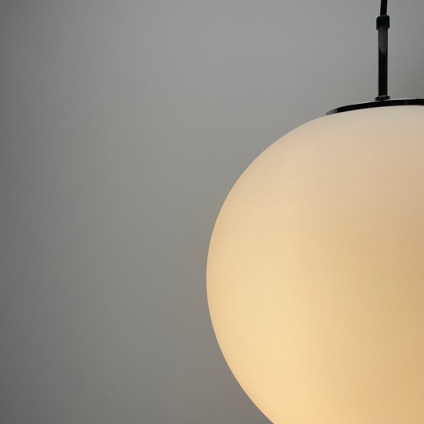 White XL glass globe pendant light by Doria Leuchten 1970