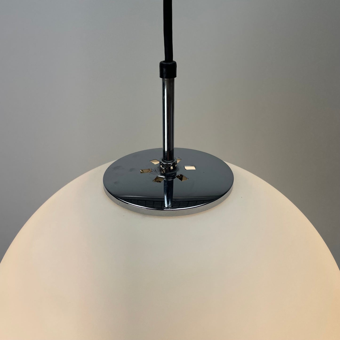 White XL glass globe pendant light by Doria Leuchten 1970