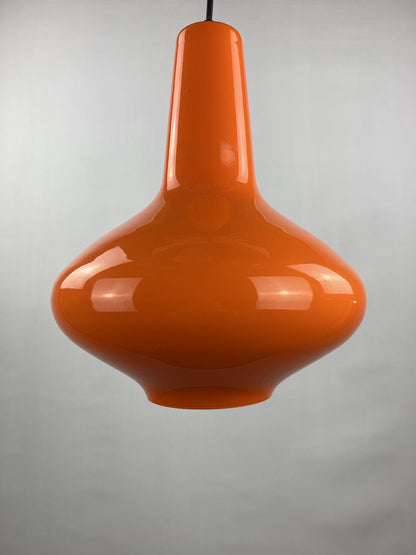 Orange glass pendant light by Massimo Vignelli for Venini, 1950s