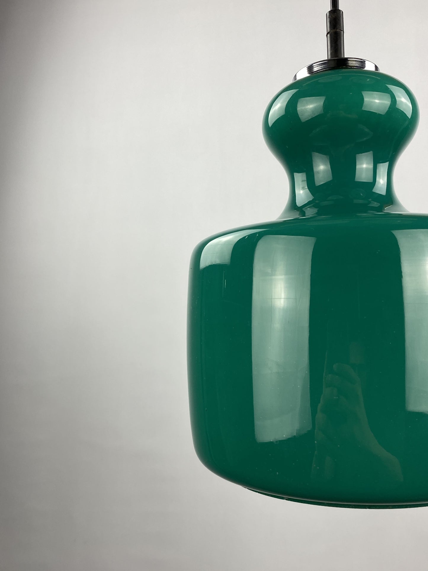 Rare Galaxy green glass pendant light by Peill and Putzler 1960