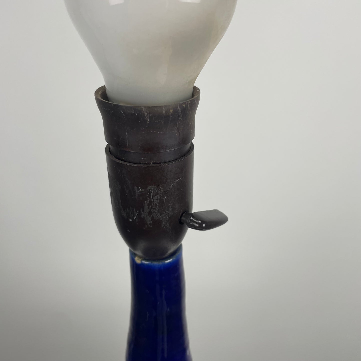 Danish blue ceramic table lamp from 1950