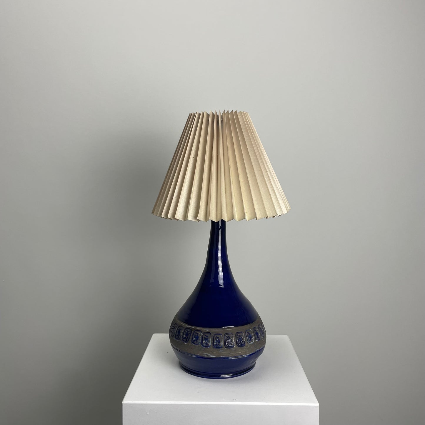 Danish blue ceramic table lamp from 1950