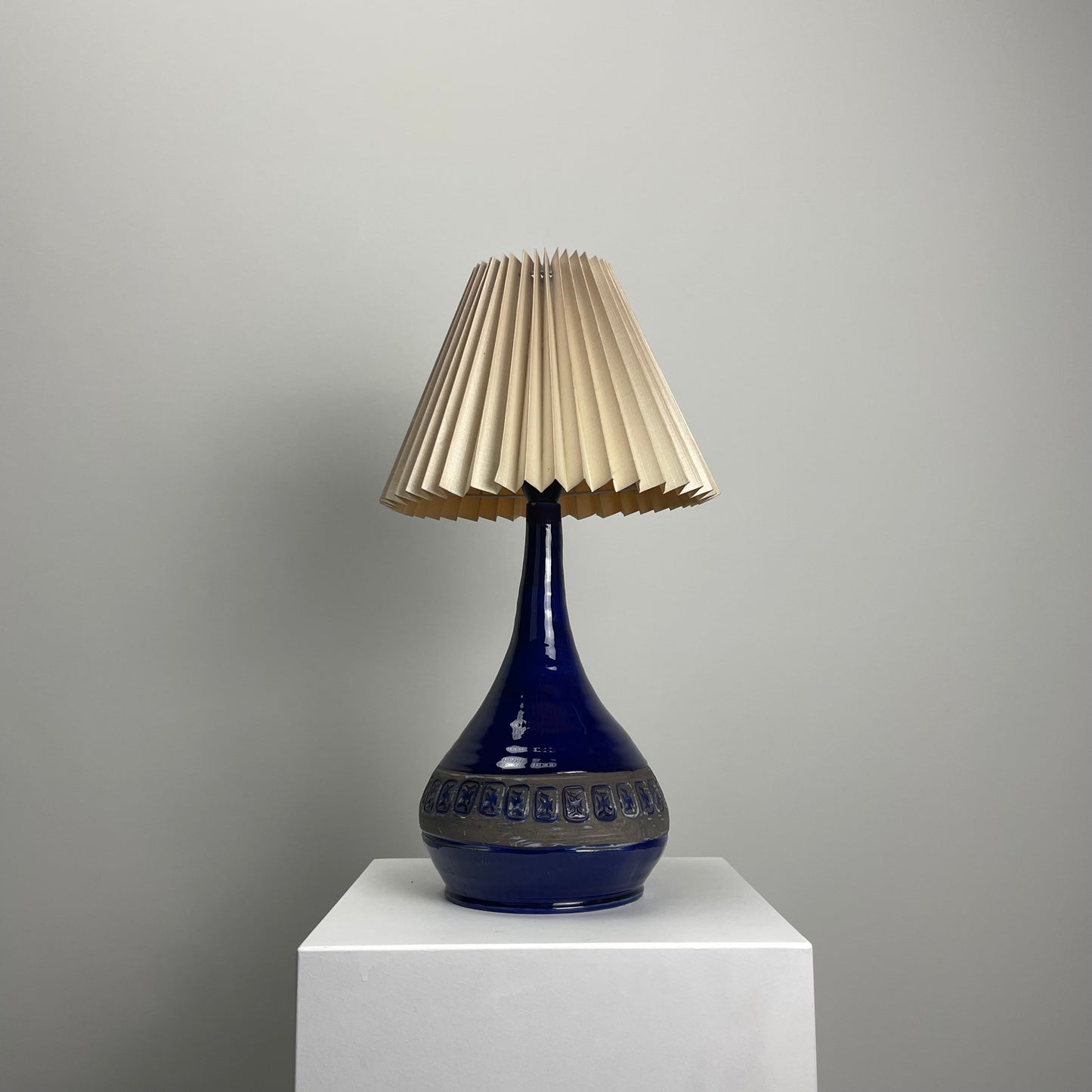 Danish blue ceramic table lamp from 1950