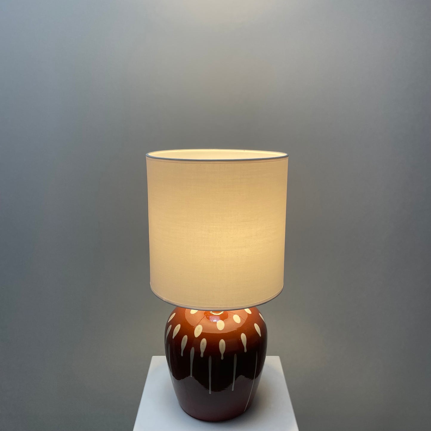 Unique dripped ceramic Danish table lamp from 1950