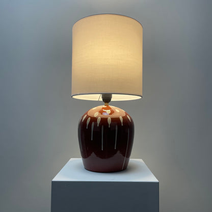 Unique dripped ceramic Danish table lamp from 1950