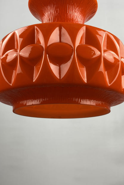 Orange glass pendant light by Peill and Putzler 1960