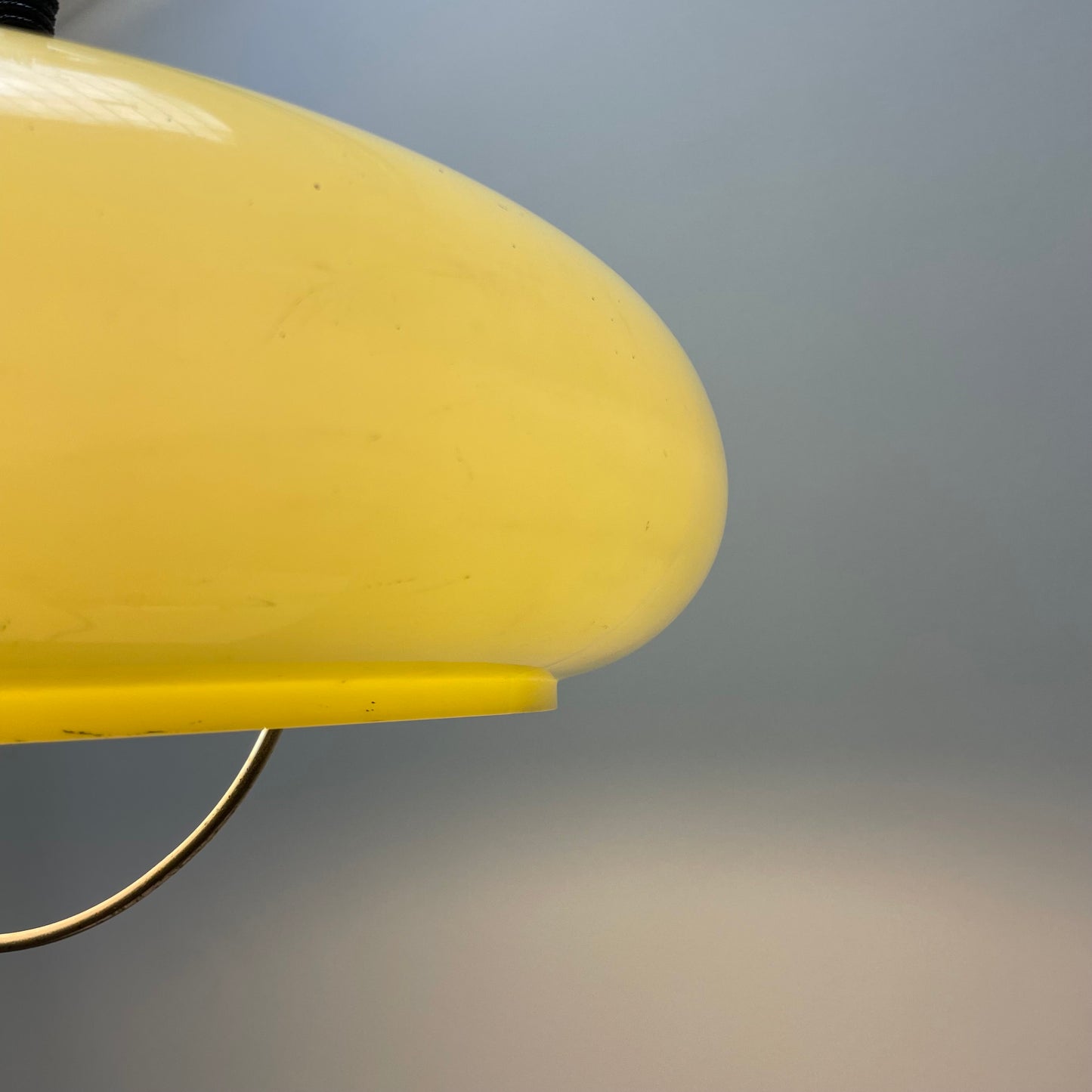 Plexiglass yellow UFO shaped pendant lamp 1970