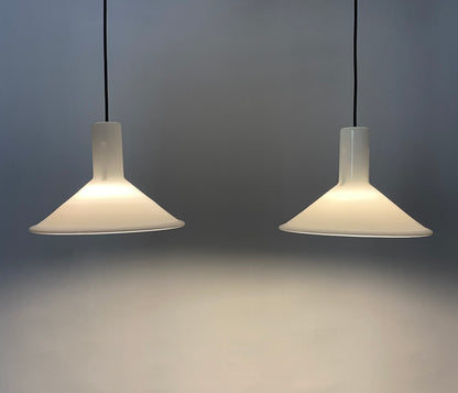 Pair of Danish pendant lights Model P & T by Michael Bang for Holmegaard 1972