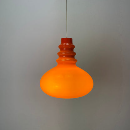 Orange midcentury glass pendant light by Peill & Putzler 1960