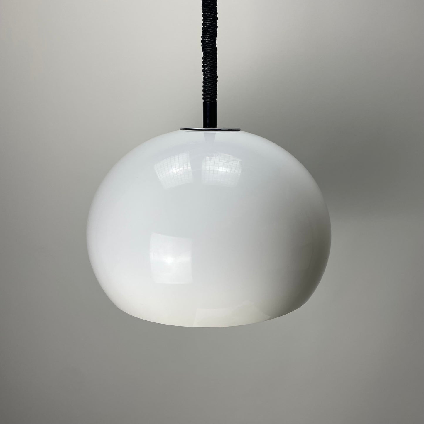 White mushroom space age plexiglass pendant light 1970