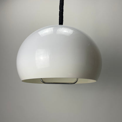 White mushroom space age plexiglass pendant light 1970