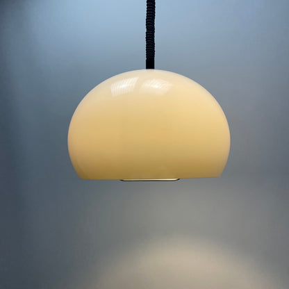 White mushroom space age plexiglass pendant light 1970