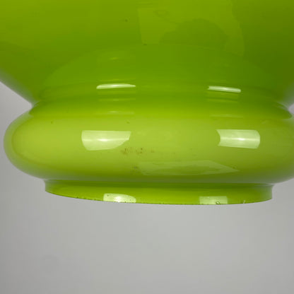 Opaline green glass and wooden pendant lamp 1960