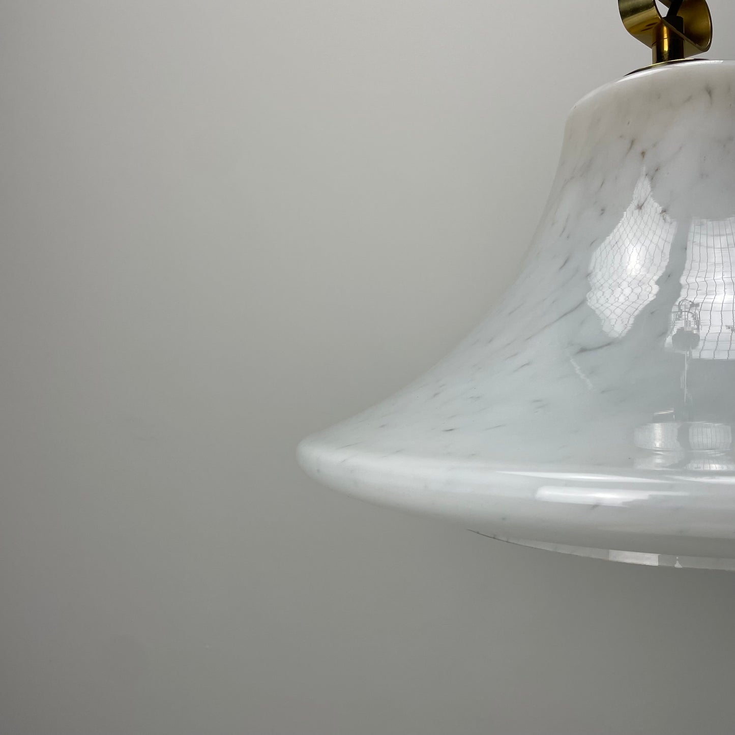 Large UFO shaped cloudy glass pendant light by Glashütte Limburg 1970