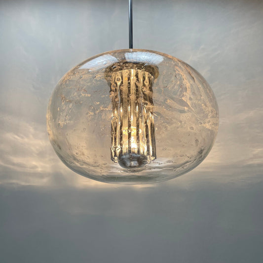 Rare glass pendant light by Doria Leuchten 1960