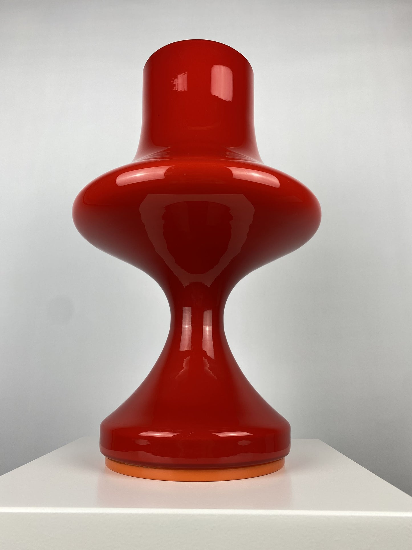 Mid-century cherry red table lamp by Stefan Tabery for Opp Jihlava 1960