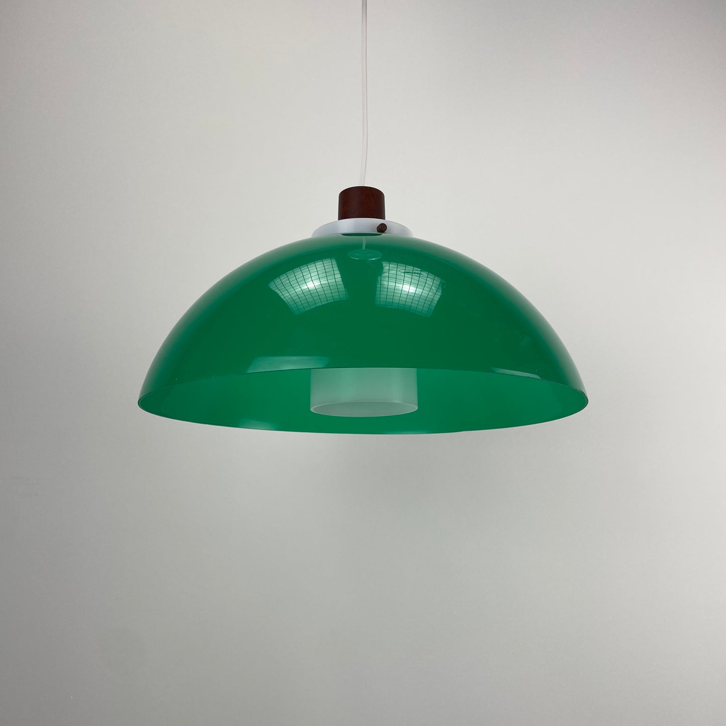 Green mushroom pendant light by Uno & Östen Kristiansson for LUXUS, Sweden 1960