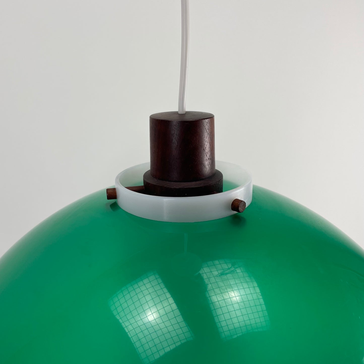 Green mushroom pendant light by Uno & Östen Kristiansson for LUXUS, Sweden 1960