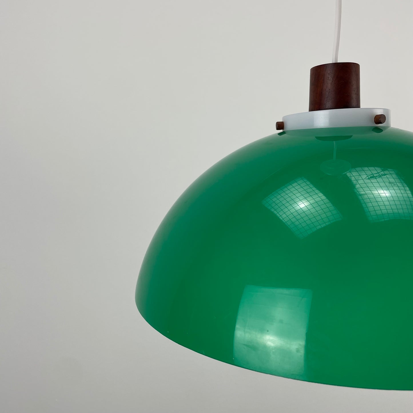 Green mushroom pendant light by Uno & Östen Kristiansson for LUXUS, Sweden 1960