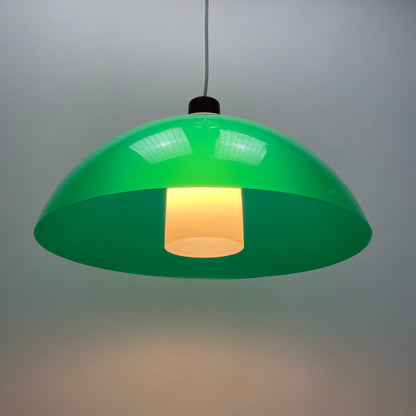 Green mushroom pendant light by Uno & Östen Kristiansson for LUXUS, Sweden 1960