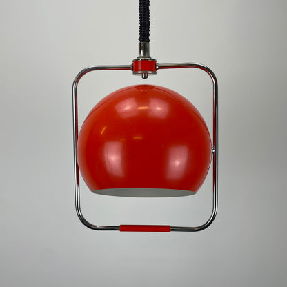 Orange space age eye ball pendant light by GEPO 1970