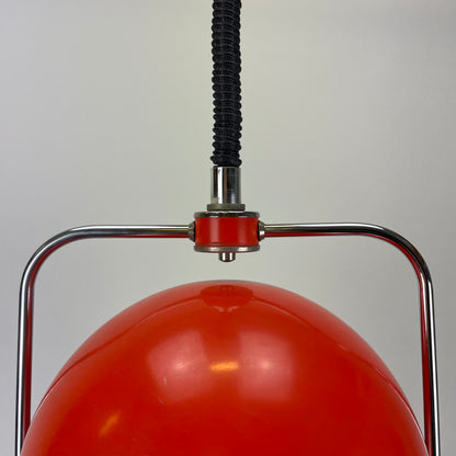 Orange space age eye ball pendant light by GEPO 1970