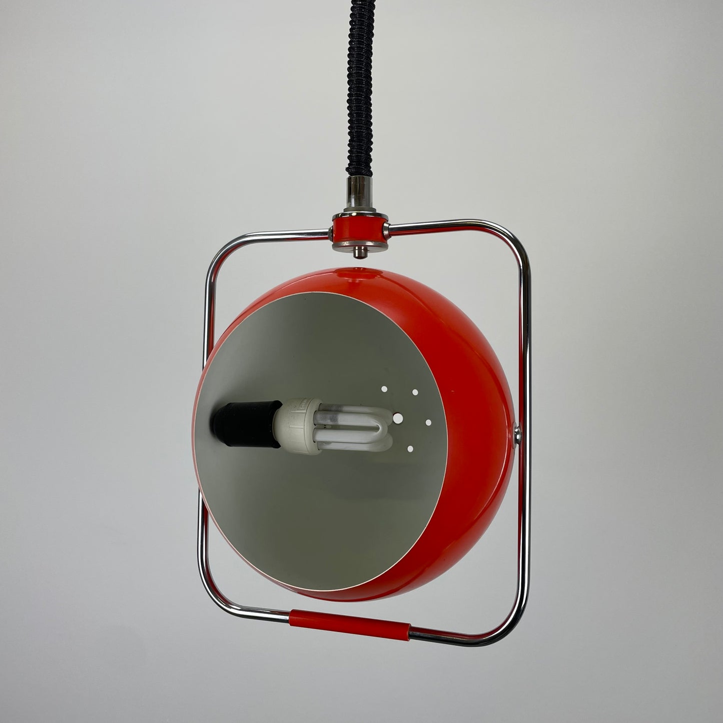 Orange space age eye ball pendant light by GEPO 1970