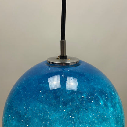 Galaxy blue glass pendant lamp by Peill and Putzler 1960