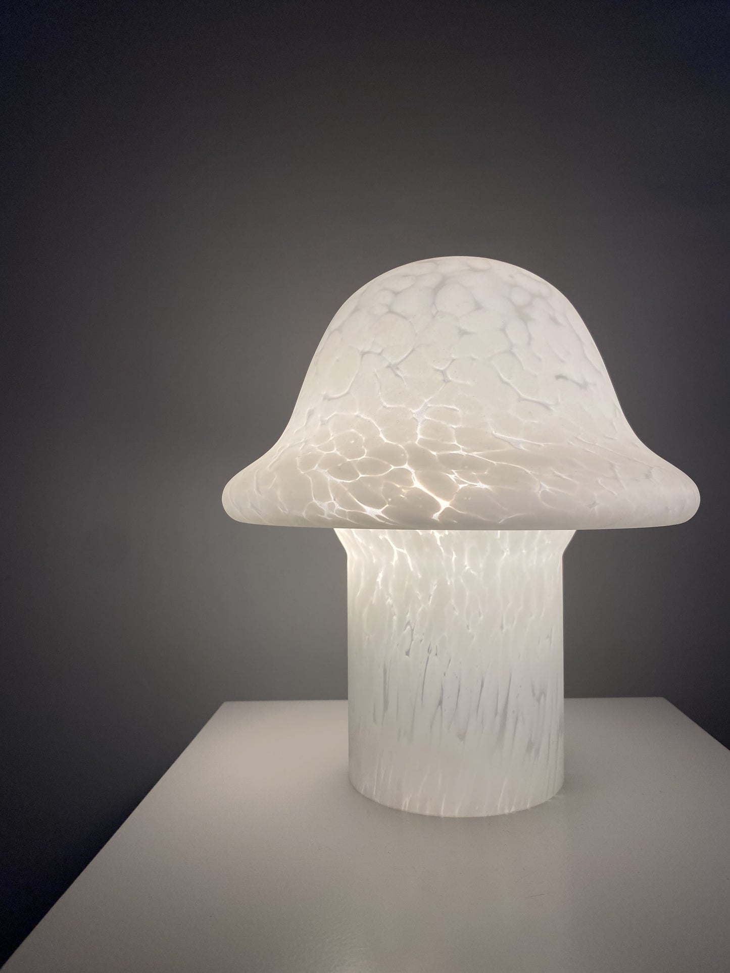 White cloudy glass Peill and Putzler mushroom table lamp 1970
