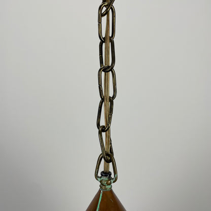 Conical copper pendant light by  E.S Horn Aalestrup, Denmark 1950