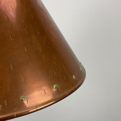 Conical copper pendant light by  E.S Horn Aalestrup, Denmark 1950