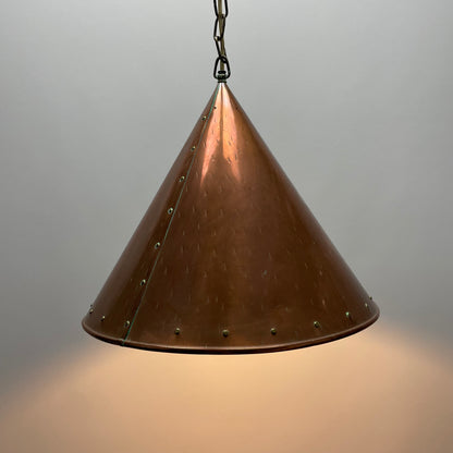 Conical copper pendant light by  E.S Horn Aalestrup, Denmark 1950