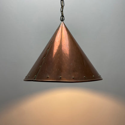 Conical copper pendant light by  E.S Horn Aalestrup, Denmark 1950