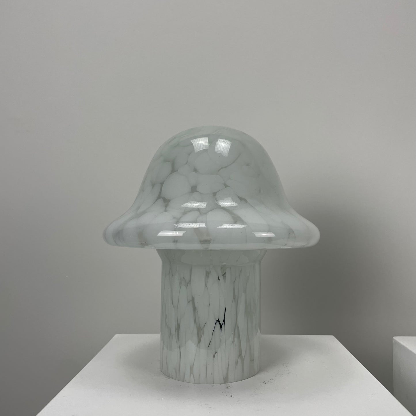 Pair of white cloudy glass mushroom table lamps by Glas Eckert 1970