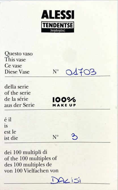 Alessi Tendentse Vase by Riccardo Dalisi for Alessandro Mendini 100% Make-up series - No. 18