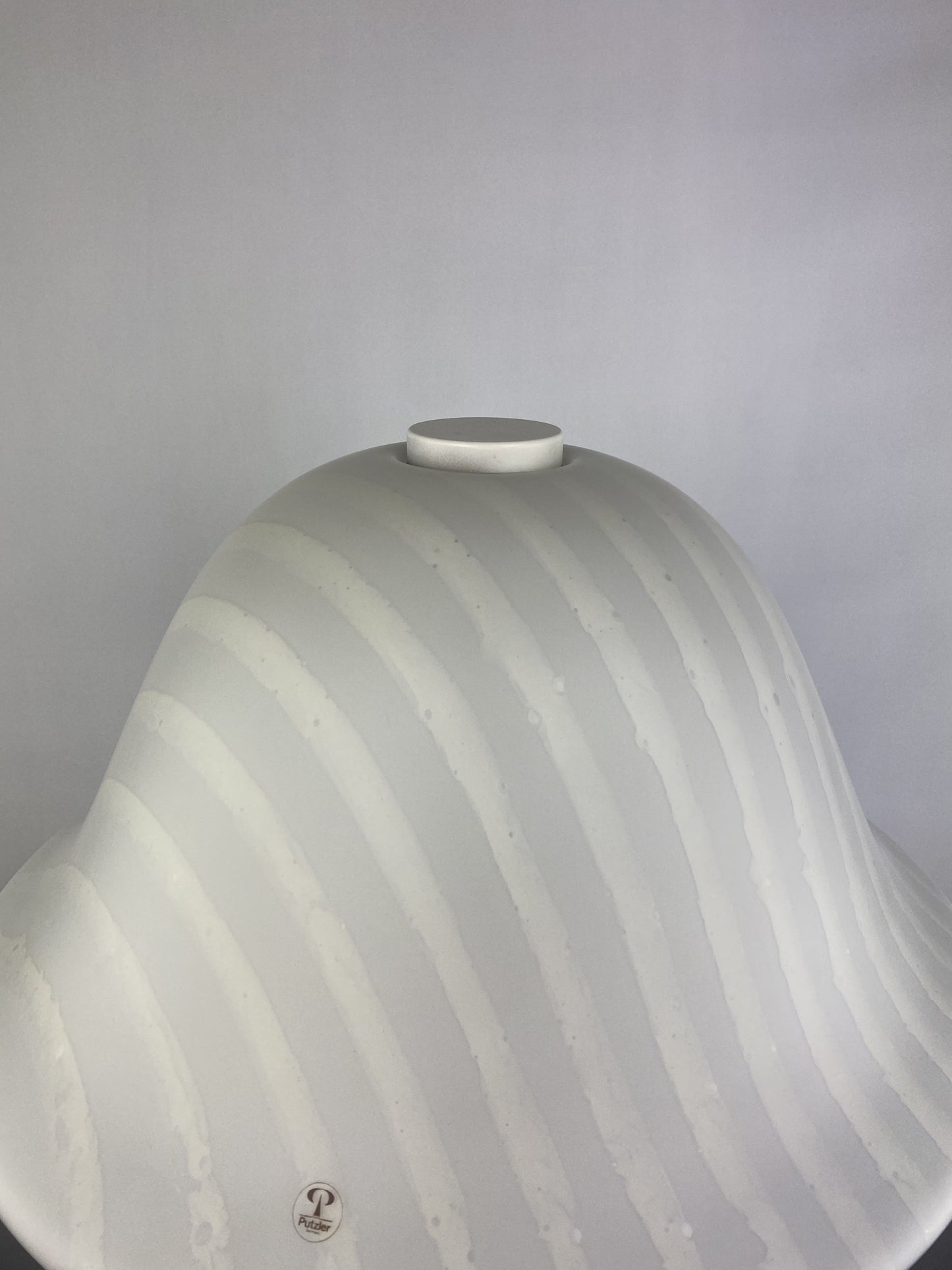Large white zebra glass Peill and Putzler mushroom table lamp XL