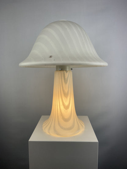 Large white zebra glass Peill and Putzler mushroom table lamp XL