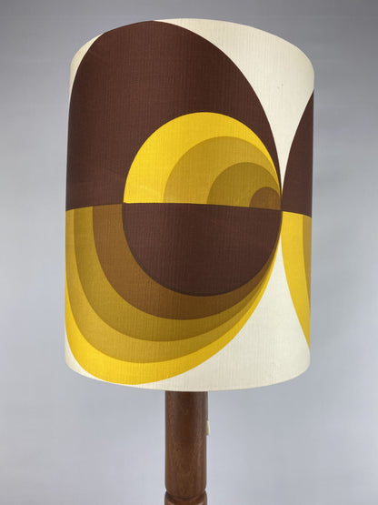 Danish teak wooden table lamp with a vintage shade from the 1960's