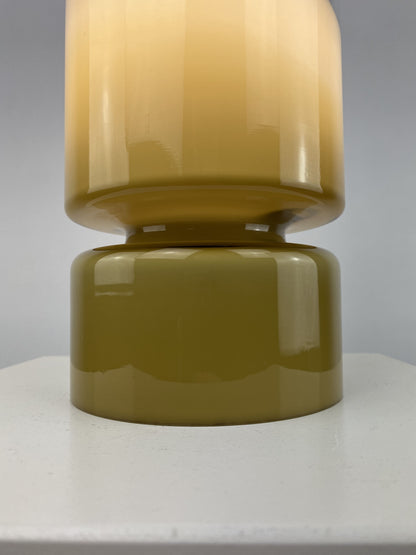 Rare olive green and clear glass Peill and Putzler table lamp 1970