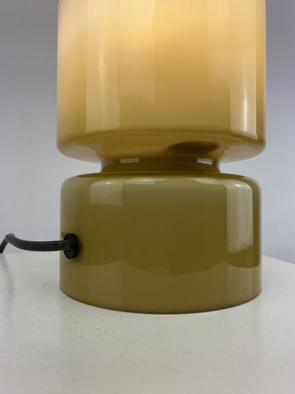 Rare olive green and clear glass Peill and Putzler table lamp 1970