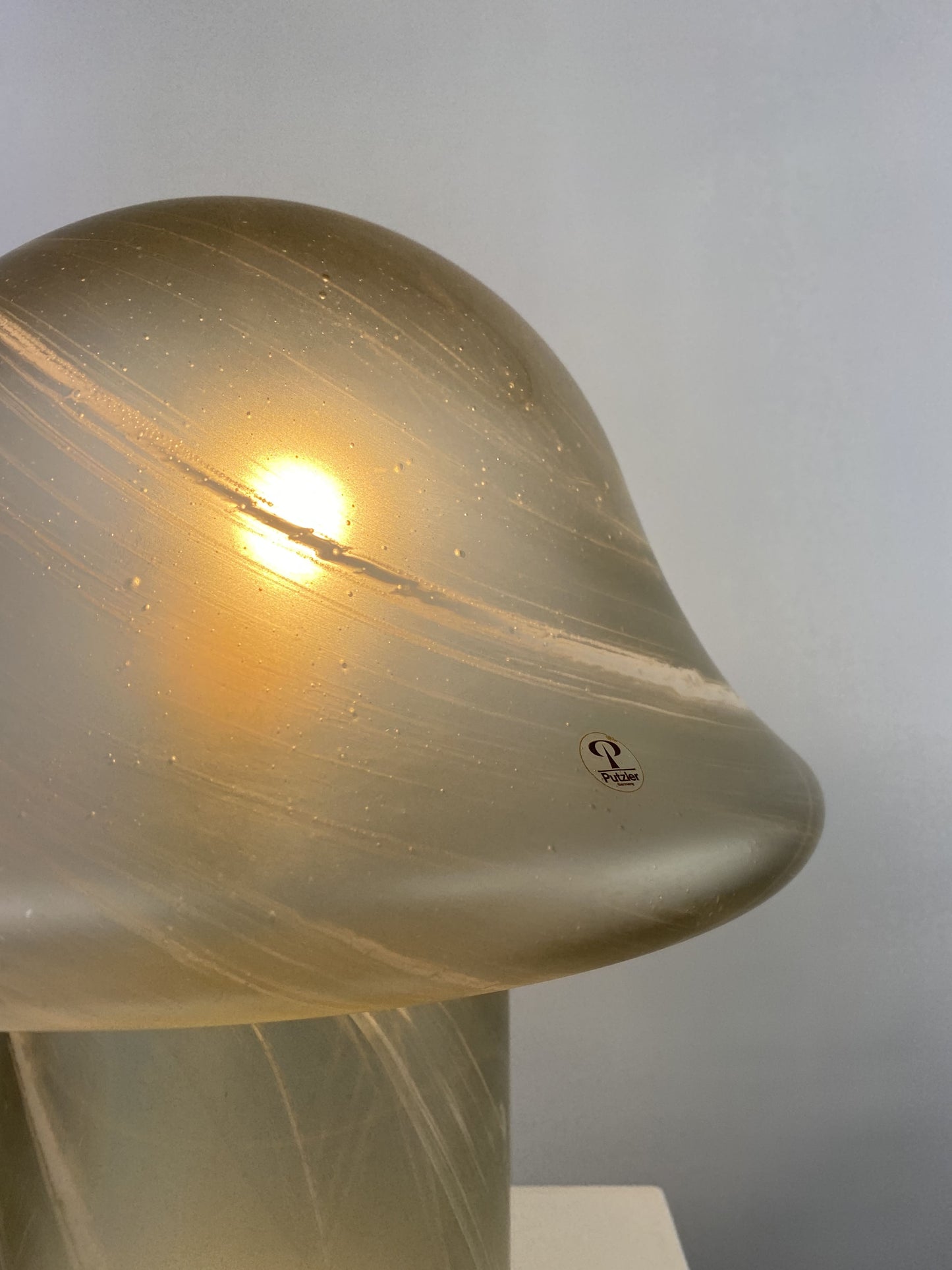1 of 3 Large clear swirl glass Peill and Putzler mushroom table lamp XL 1970