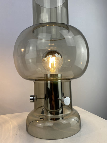 Pair of Smoked glass table lamps by Nettelhoff Leuchten from the 1970's