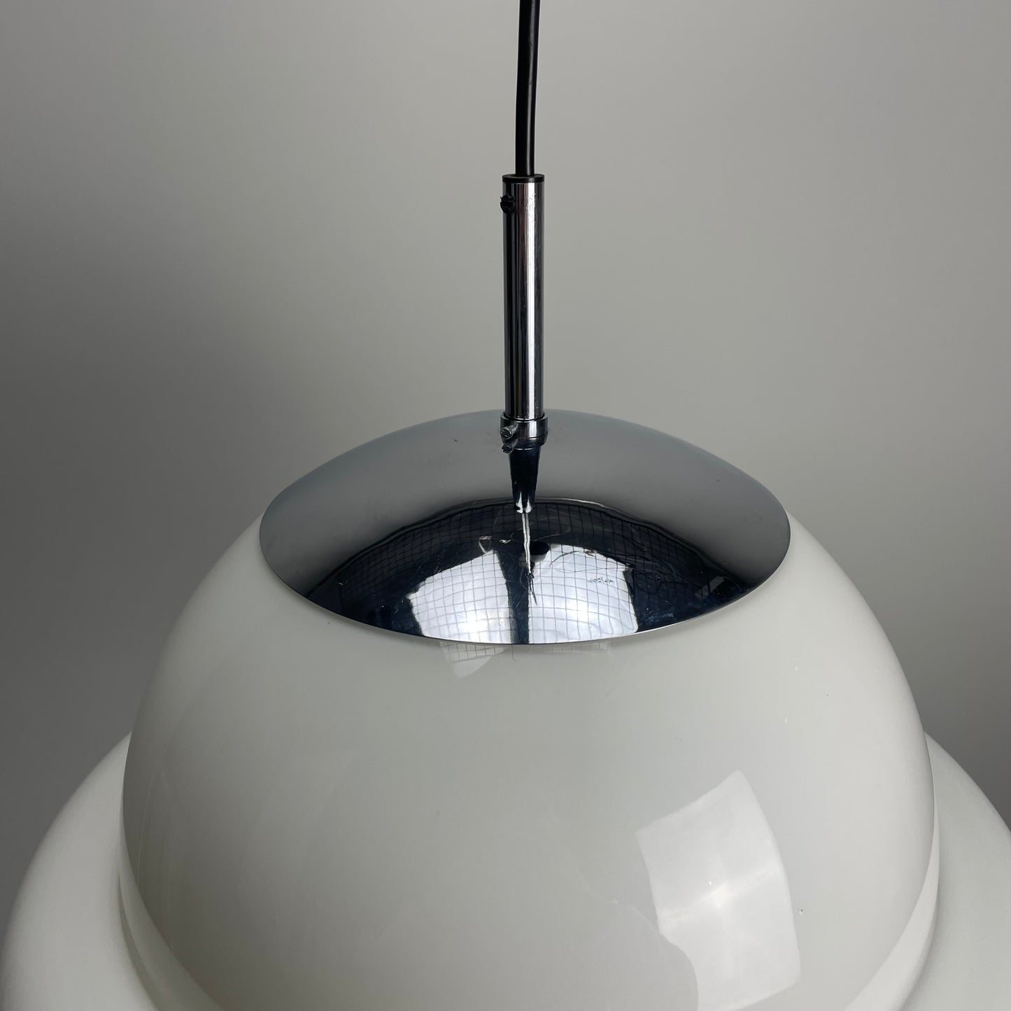 UFO shaped white glass pendant by Glashütte Limburg 1970