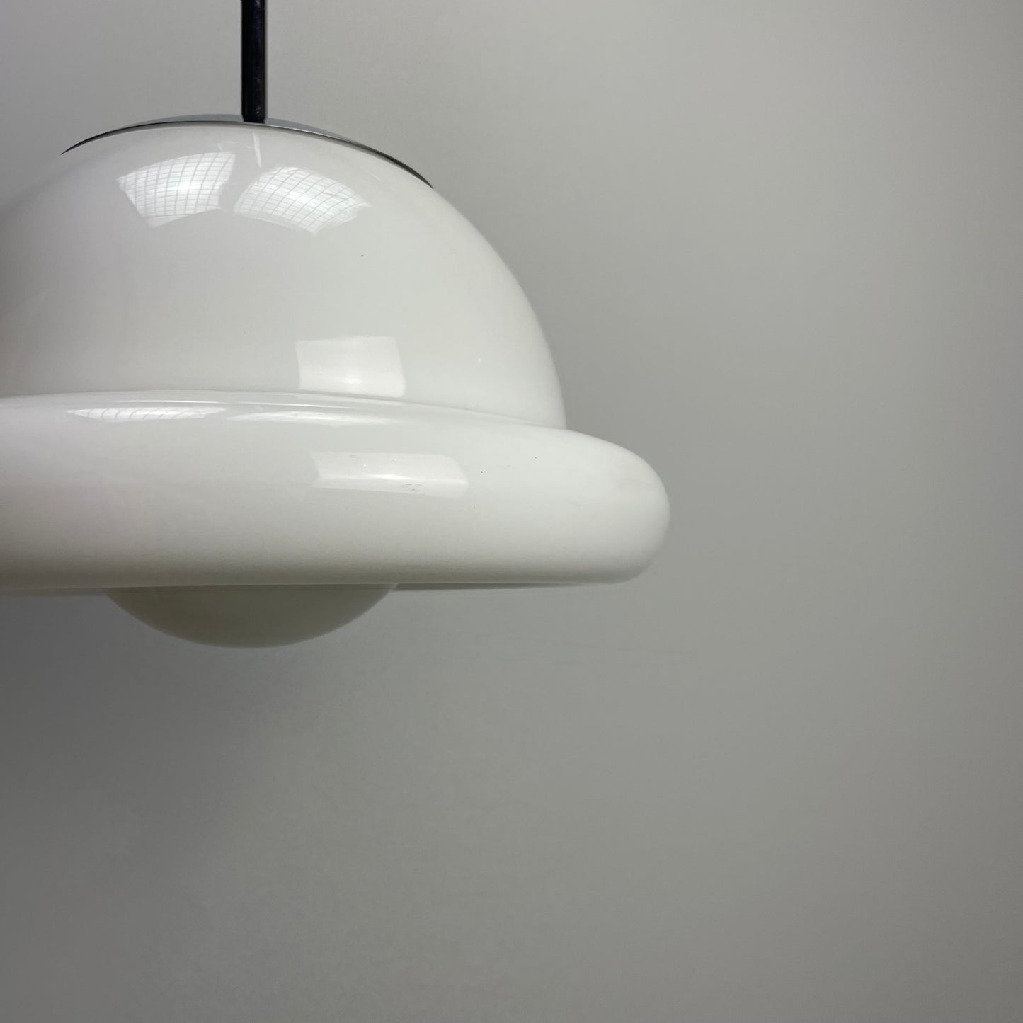 UFO shaped white glass pendant by Glashütte Limburg 1970