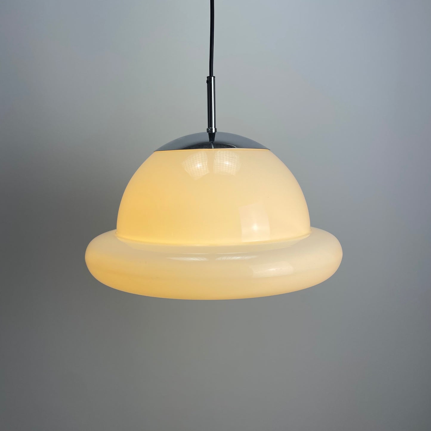 UFO shaped white glass pendant by Glashütte Limburg 1970