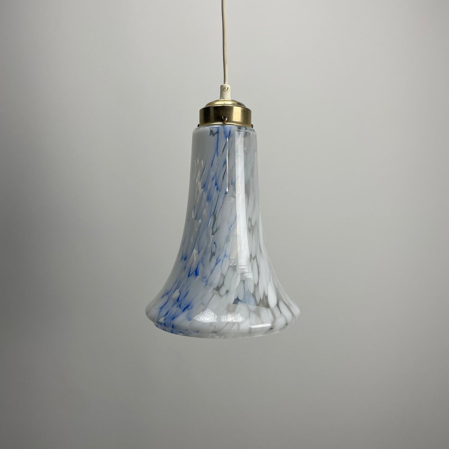 Italian cloudy white and blue glass pendant lamp 1960