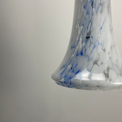 Italian cloudy white and blue glass pendant lamp 1960