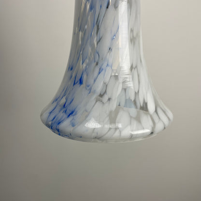 Italian cloudy white and blue glass pendant lamp 1960